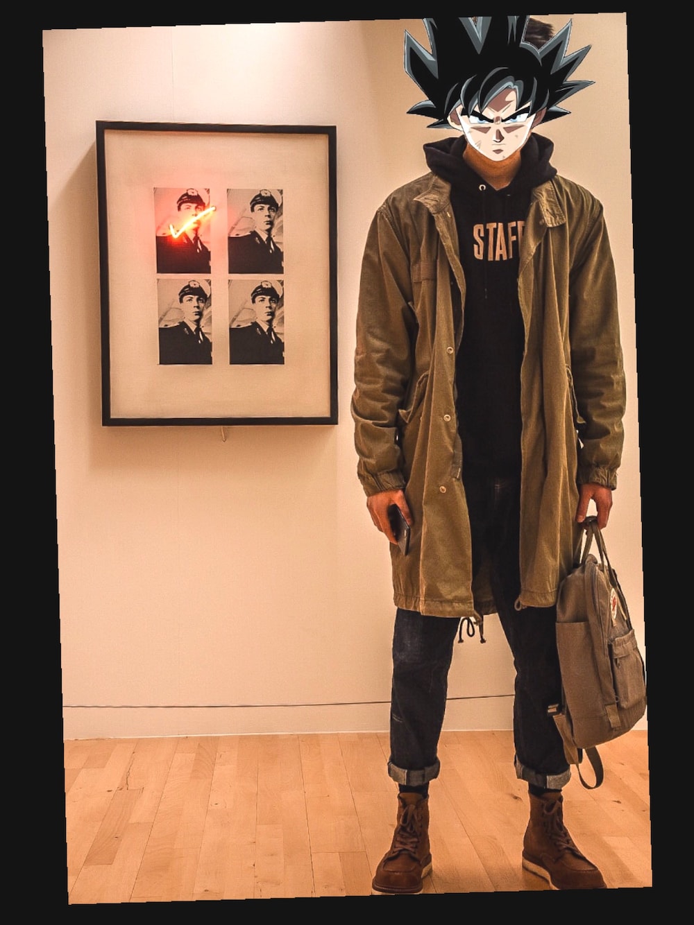 「春、今日のコーデ、outfit、大学生」｜「all saints M51のアイテム（その他アウター、グリーン系）」を使った、Eric-Maxさん（メンズ・184cm）の春コーディネートの1枚目の写真