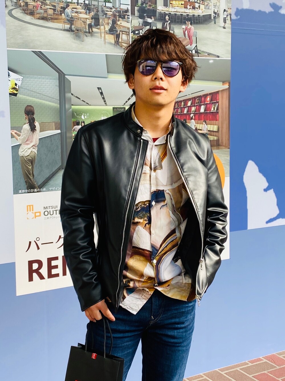 「ライダーズジャケット」｜「ZARAのアイテム（シャツ/ブラウス、その他）」を使った、はるさん（メンズ・170cm）の春コーディネートの1枚目の写真