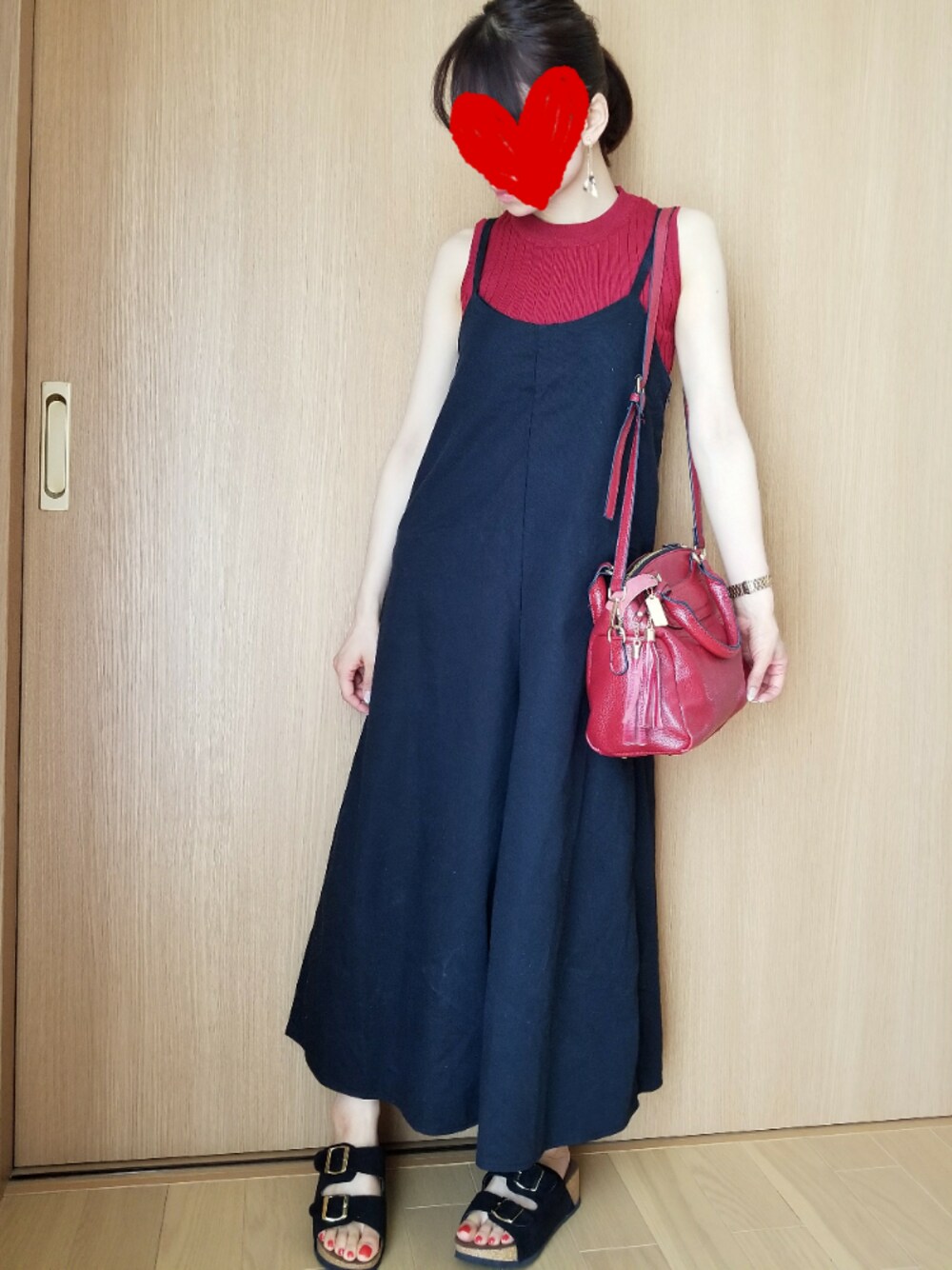 「natural coutureのアイテム（つなぎ/オールインワン、ブラック系）」を使った、junjunさん（レディース・150cm）の夏コーディネートの1枚目の写真