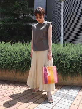 「EleSac（エルサック）のアイテム」を使った、今村　朱里さん（レディース・162cm）の春コーディネート