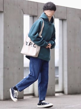 「A.P.C.」｜「アイテム（その他）」を使った、Mr.SZKさん（メンズ・177cm）の春コーディネート