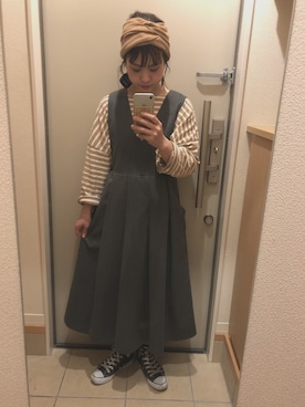 「シアタープロダクツ(THEATRE PRODUCTS)」｜「アイテム（ジャンパースカート）」を使った、je***さん（レディース・156cm）の春コーディネート