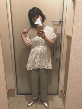 「シルバーシューズ」｜「アイテム（チュニック）」を使った、je***さん（レディース・156cm）の夏コーディネート