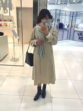 「w closet（ダブルクローゼット）のスクエアトゥブーツ（ブーツ）」を使った、ayumuさん（レディース・158cm）の冬コーディネート
