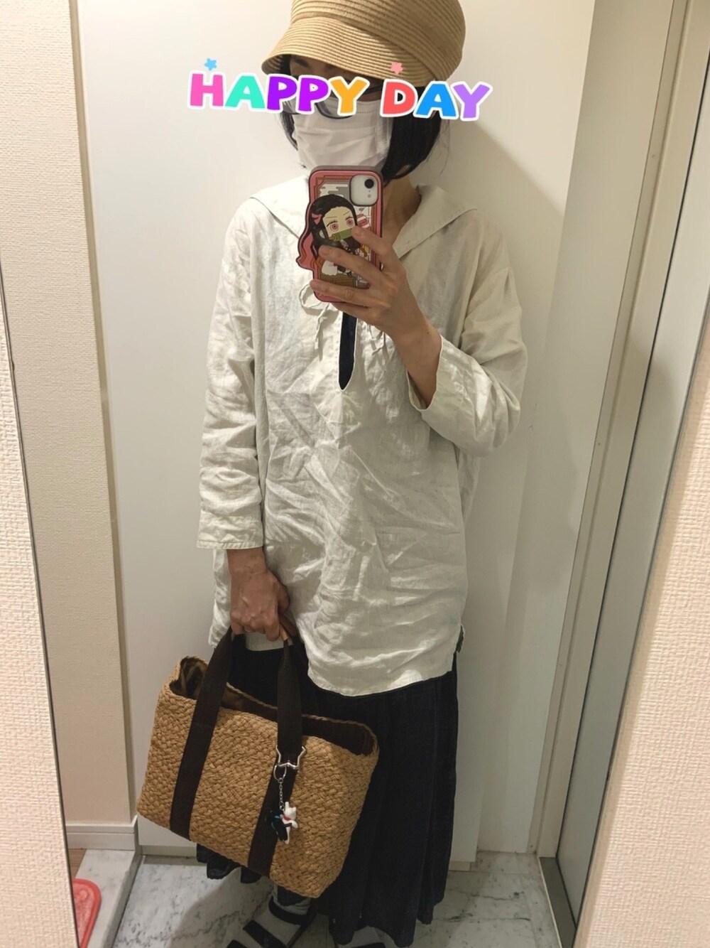 「studio clip」｜「studio CLIPのアイテム（チュニック、ベージュ系）」を使った、まーさん（レディース・157cm）の春コーディネートの1枚目の写真