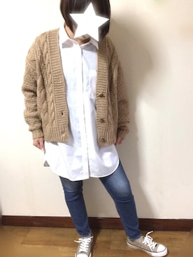 「frames RAY CASSIN（フレームスレイカズン）のアイテム（カーディガン/ボレロ）」を使った、Kümmelさん（レディース・156cm）の冬コーディネート