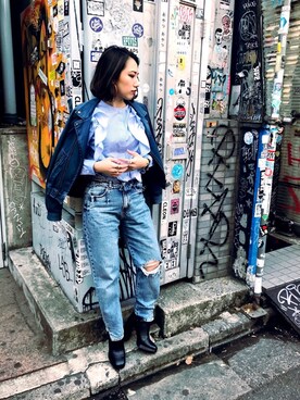 「スプリングSENSEOFPLACE」｜「アイテム（ブルゾン）」を使った、mmiさん（レディース・159cm）の春コーディネート