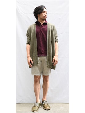 「ポロシャツ×カーディガン」｜okakaさん（メンズ・165cm）の夏コーディネート