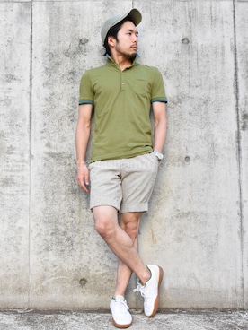 「LACOSTE（ラコステ）のスニーカー（スニーカー、ホワイト系）」を使った、okakaさん（メンズ）の夏コーディネート
