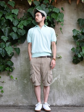 「LACOSTE（ラコステ）のスニーカー（スニーカー、ホワイト系）」を使った、okakaさん（メンズ）の夏コーディネート