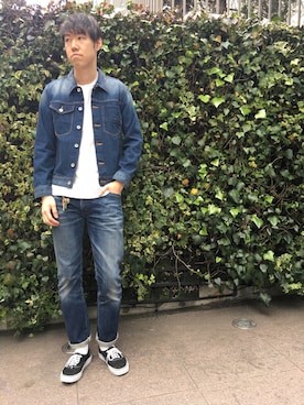「アイテム（デニムジャケット）」を使った、T.Takahashiさん（メンズ・185cm）の冬コーディネート