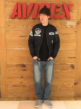 「アイテム（MA-1）」を使った、T.Takahashiさん（メンズ・185cm）の冬コーディネート