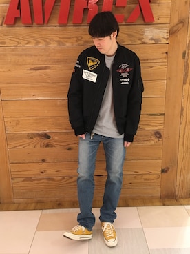 「アイテム（MA-1）」を使った、T.Takahashiさん（メンズ・185cm）の冬コーディネート