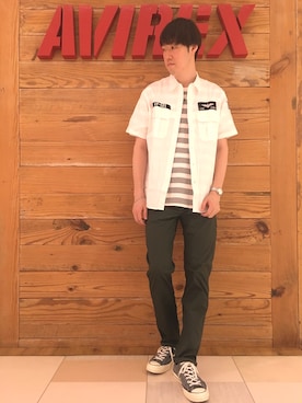 「アイテム（カーゴパンツ）」を使った、T.Takahashiさん（メンズ・185cm）の春コーディネート