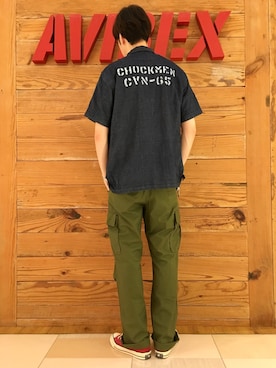 「アイテム（カーゴパンツ）」を使った、T.Takahashiさん（メンズ・185cm）の夏コーディネート