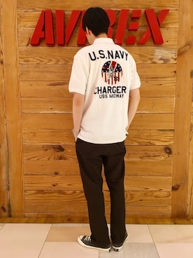 「アイテム（ポロシャツ）」を使った、T.Takahashiさん（メンズ・185cm）の夏コーディネート