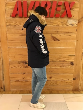 「ブリーチデニム」｜「アイテム（ミリタリージャケット）」を使った、T.Takahashiさん（メンズ・185cm）の秋コーディネート