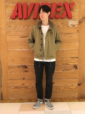 「アイテム（デニムパンツ）」を使った、T.Takahashiさん（メンズ・185cm）の秋コーディネート