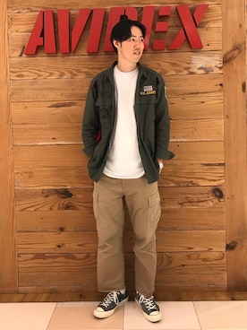 「アイテム（カーゴパンツ）」を使った、T.Takahashiさん（メンズ・185cm）の夏コーディネート