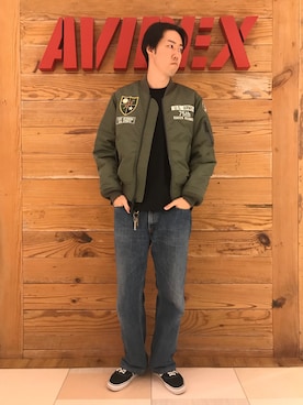 「アイテム（MA-1）」を使った、T.Takahashiさん（メンズ・185cm）の秋コーディネート