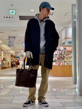 「AVIREX（アヴィレックス）のアイテム（ステンカラーコート）」を使った、T.Takahashiさん（メンズ・185cm）の秋コーディネート