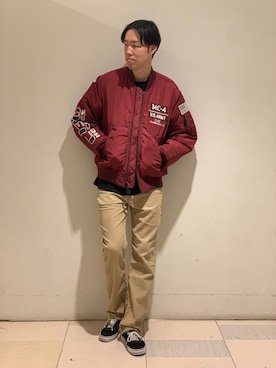 「アイテム（MA-1）」を使った、T.Takahashiさん（メンズ・185cm）の秋コーディネート