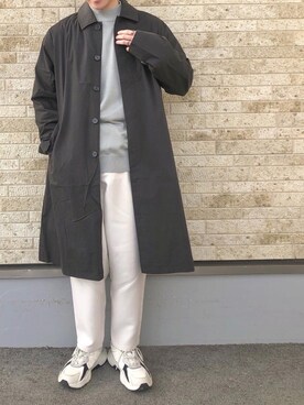 「ITEMS URBANRESEARCH（アイテムズ アーバンリサーチ）のアイテム（ステンカラーコート）」を使った、たかやんさん（メンズ・166cm）の春コーディネート