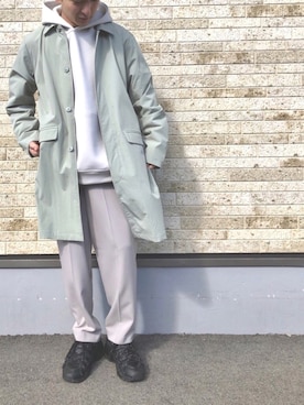 「ITEMS URBANRESEARCH（アイテムズ アーバンリサーチ）のアイテム（ステンカラーコート）」を使った、たかやんさん（メンズ・166cm）の春コーディネート