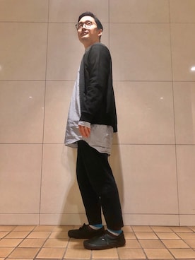 「黒カーディガン」｜Masaki P. Araiさん（メンズ・170cm）の秋コーディネート