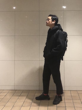 「classicalelf（クラシカルエルフ）のアイテム（パーカー）」を使った、Masaki P. Araiさん（メンズ・170cm）の冬コーディネート