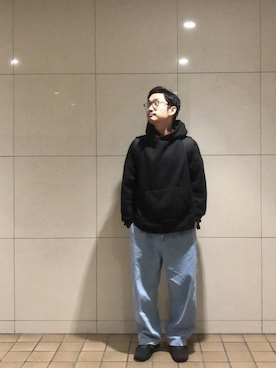 「classicalelf（クラシカルエルフ）のアイテム（パーカー）」を使った、Masaki P. Araiさん（メンズ・170cm）の冬コーディネート