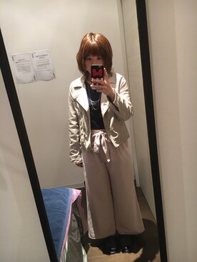 「RETRO GIRL（レトロガール）のアイテム（ライダースジャケット）」を使った、ゆいたむさん（レディース・158cm）の春コーディネート