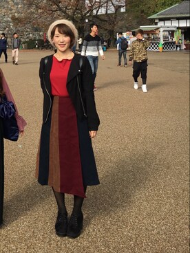 「PAGEBOY（ページボーイ）のアイテム（ノーカラージャケット）」を使った、ゆいたむさん（レディース・158cm）の秋コーディネート