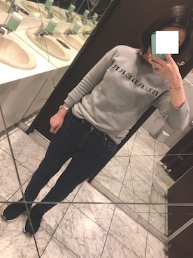 「バーバリー」｜「アイテム（スウェット）」を使った、うめちゃん。さん（レディース・157cm）の冬コーディネート