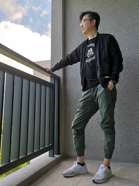 「adidas（アディダス）のアイテム（ライダースジャケット）」を使った、MEN&BOYSさん（メンズ・174cm）の夏コーディネート