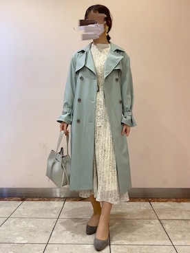 「Te chichi（テチチ）のアイテム（トレンチコート）」を使った、yanagiさん（レディース・158cm）の春コーディネート