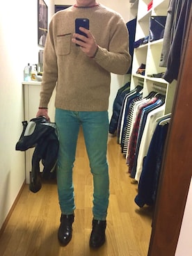 「アイテム（トップス）」を使った、HiroyukiUtsunoさん（メンズ・172cm）の冬コーディネート