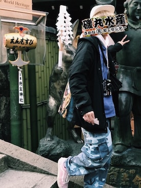 「RIPNDIP（リップンディップ）のアイテム（ジャケット/アウター）」を使った、磯丸水産さん（メンズ・181cm）の冬コーディネート