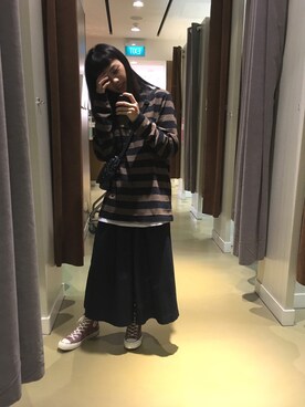 「MUJI」｜「アイテム（スウェット）」を使った、57.45さん（レディース・164cm）の冬コーディネート