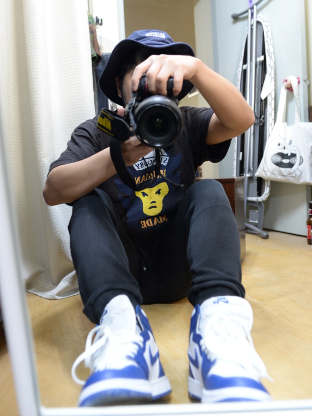「HUMAN MADE、Billionaire Boys Club(Billionaire Boys Club)、BBC、airjordan1、jordan1」｜「BILLIONAIRE BOYS CLUBのアイテム（ハット、ブルー系）」を使った、YODA SHIMさん（メンズ・270cm）の夏コーディネートの1枚目の写真