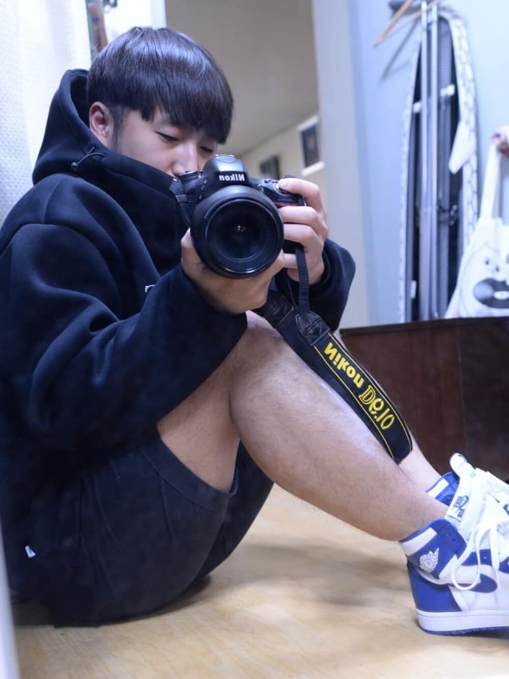 「wtaps、jordan1、airjordan1」｜「WTAPSのアイテム（パーカー、ブラック系）」を使った、YODA SHIMさん（メンズ・270cm）の夏コーディネートの1枚目の写真