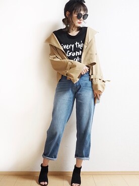 「フレアスリーブ」｜「アイテム（雑貨/ホビー）」を使った、Tiffee さん（レディース・173cm）の春コーディネート