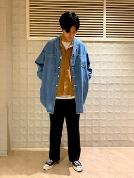 「JUNRED（ジュンレッド）のアイテム（デニムジャケット）」を使った、takumaさん（メンズ・184cm）の春コーディネート