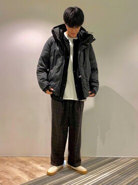 「JUNRED（ジュンレッド）のアイテム（ダウンジャケット/コート）」を使った、takumaさん（メンズ・184cm）の冬コーディネート
