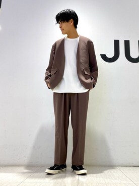 「JUNRED（ジュンレッド）のアイテム（ノーカラージャケット）」を使った、takumaさん（メンズ・184cm）の冬コーディネート