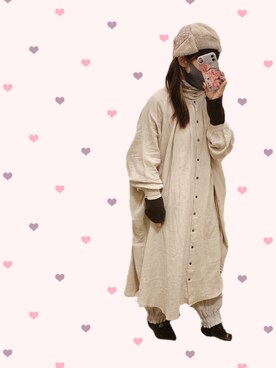 「お仕事スタイル」｜「アイテム（ハンチング/ベレー帽）」を使った、ariiiinkoさん（レディース・154cm）の冬コーディネート