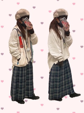 「お仕事スタイル」｜「アイテム（ハンチング/ベレー帽）」を使った、ariiiinkoさん（レディース・154cm）の冬コーディネート