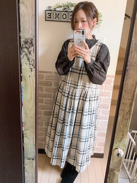 「TSUHARU by Samansa Mos2（ツハルバイサマンサモスモス）のアイテム（ジャンパースカート）」を使った、wakaさん（レディース・157cm）の秋コーディネート