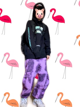 「アイテム（パーカー）」を使った、かまぼこ。さん（レディース・165cm）の春コーディネート