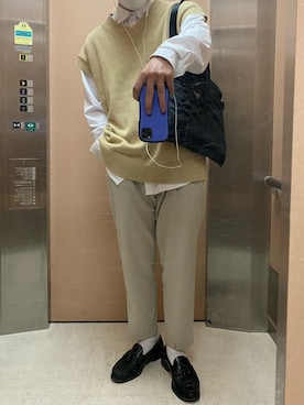 「BASQUE magenta（バスクマゼンタ）のアイテム（ベスト）」を使った、軍人さん（メンズ・174cm）の秋コーディネート